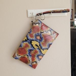Rebecca Minkoff ,snake print Leather, Leo Wristlet